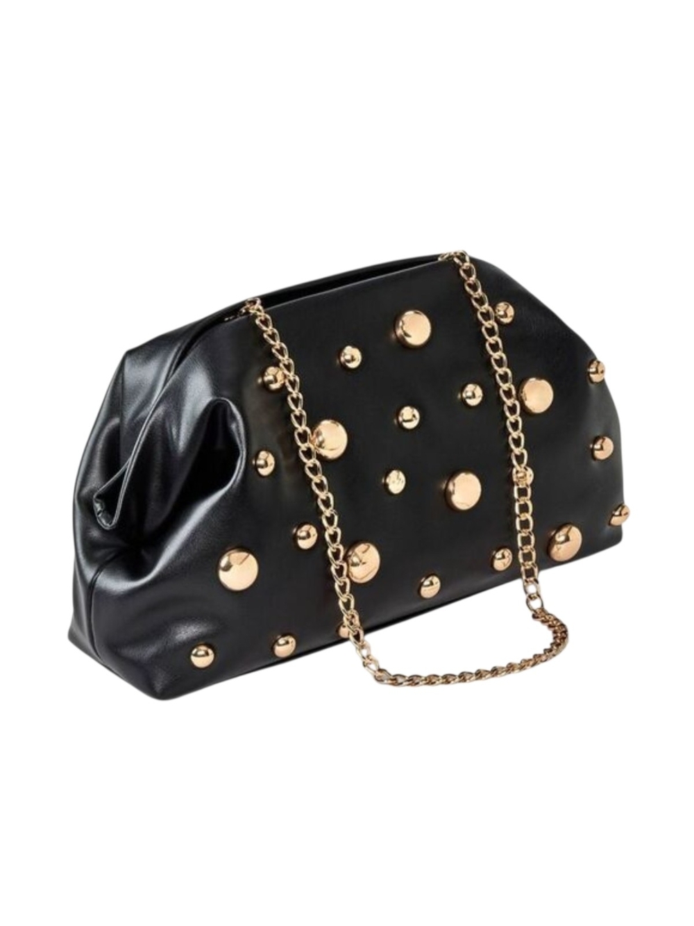 Black Studded Chain-Handle Women’s Shoulder Bag - Picture 2 of 3